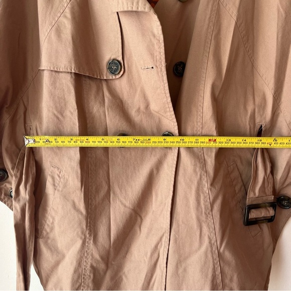 Tulle Tan Cape Jacket Women’s Small Khaki Cotton Double Breasted Y2K Mod - Picture 14 of 14